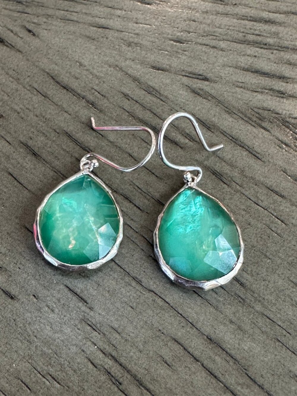 Ippolita Wonderland Earrings Teardrop Sterling Silver & Green Stone